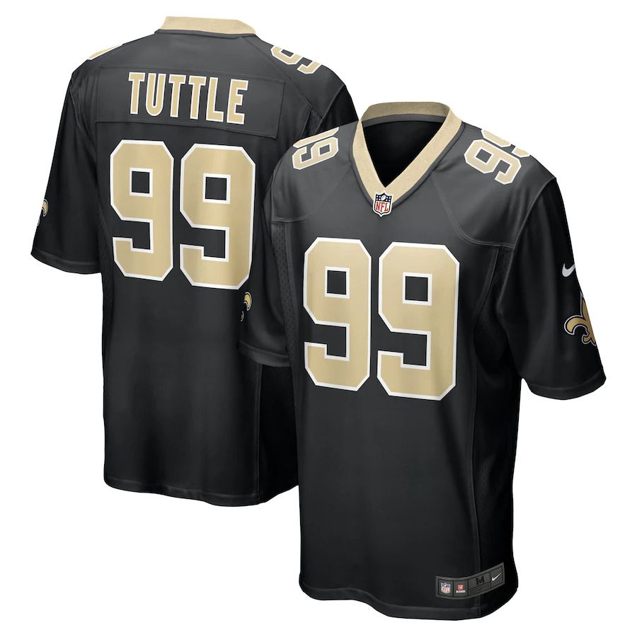 Men New Orleans Saints #99 Shy Tuttle Nike Black Game NFL Jersey